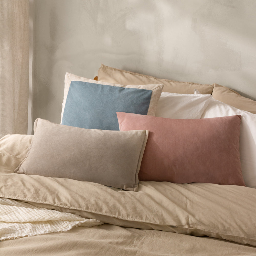 Plain Blue Cushions - Auden Matte Velvet Polyester Filled Cushion Dusty Blue Yard