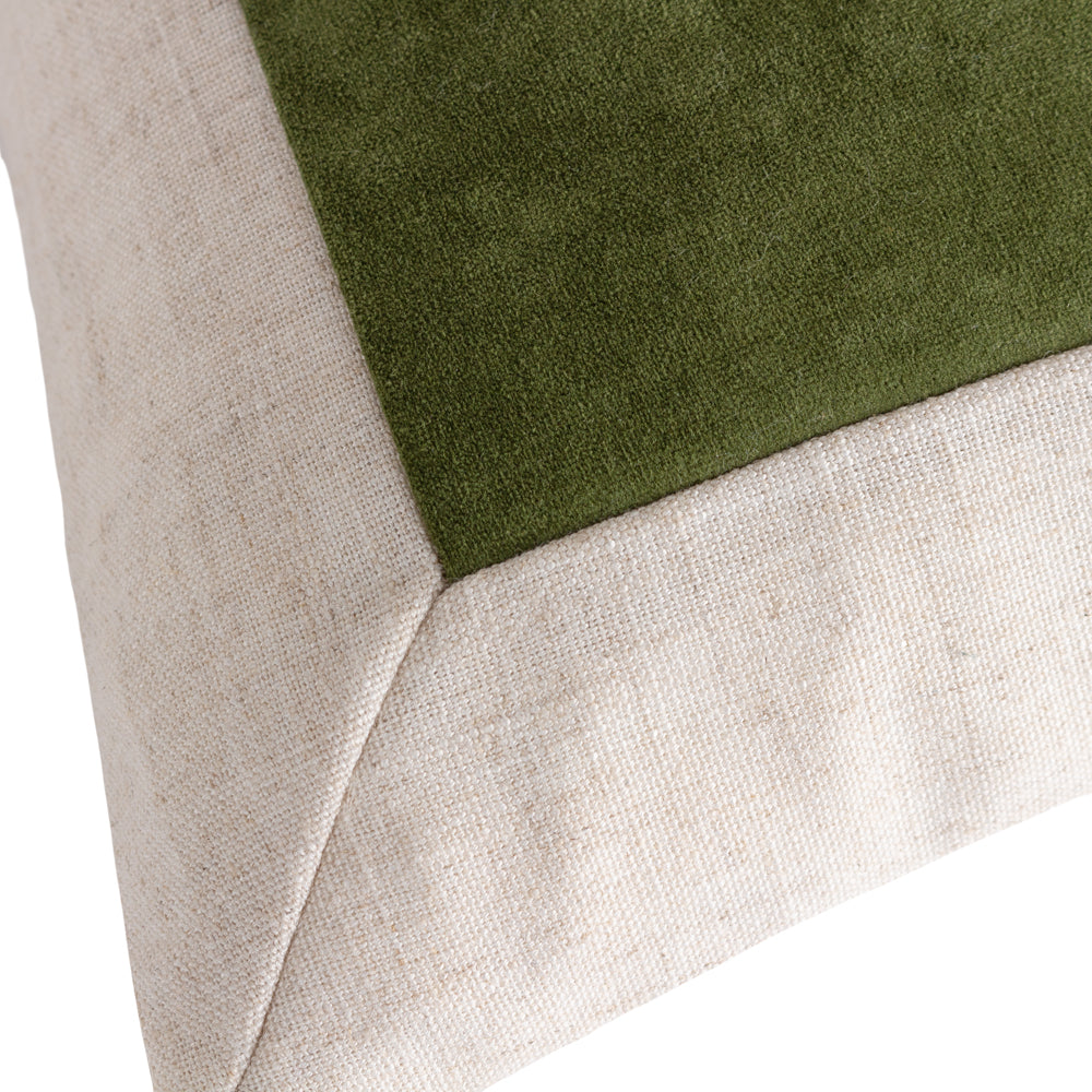 Plain Green Cushions - Auden Linen Velvet Cushion Cover Olive Oil Yard