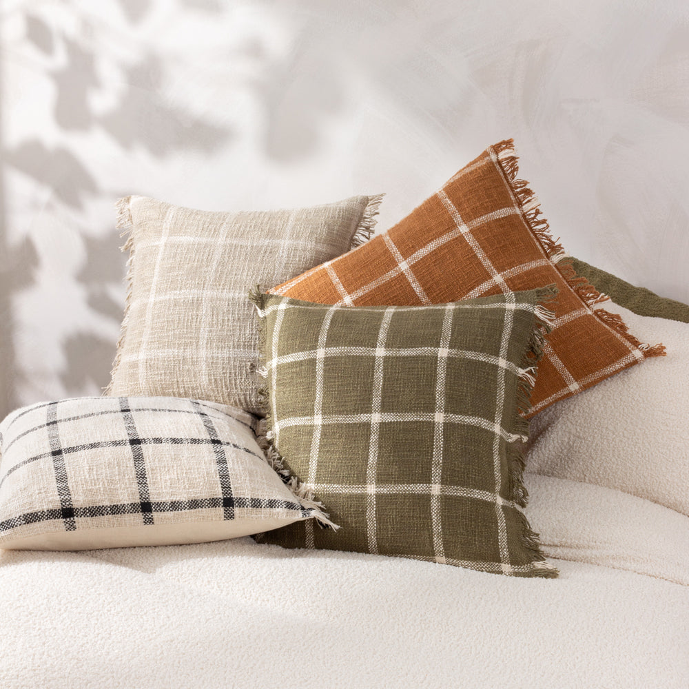 Check Orange Cushions - Beni Cushion Cover Ginger/Natural Yard