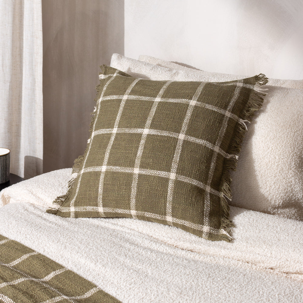 Check Green Cushions - Beni Cushion Cover Moss/Natural Yard