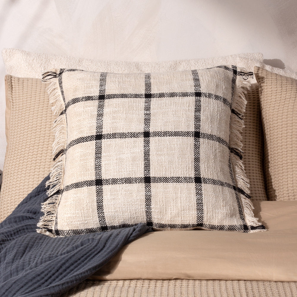 Check Beige Cushions - Beni Cushion Cover Natural/Black Yard