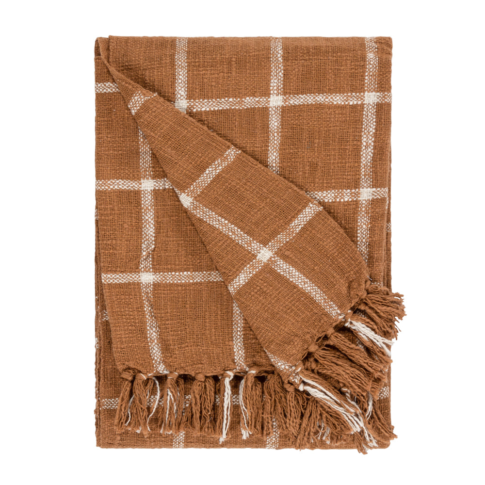 Check Orange Throws - Beni Throw Ginger/Natural Yard