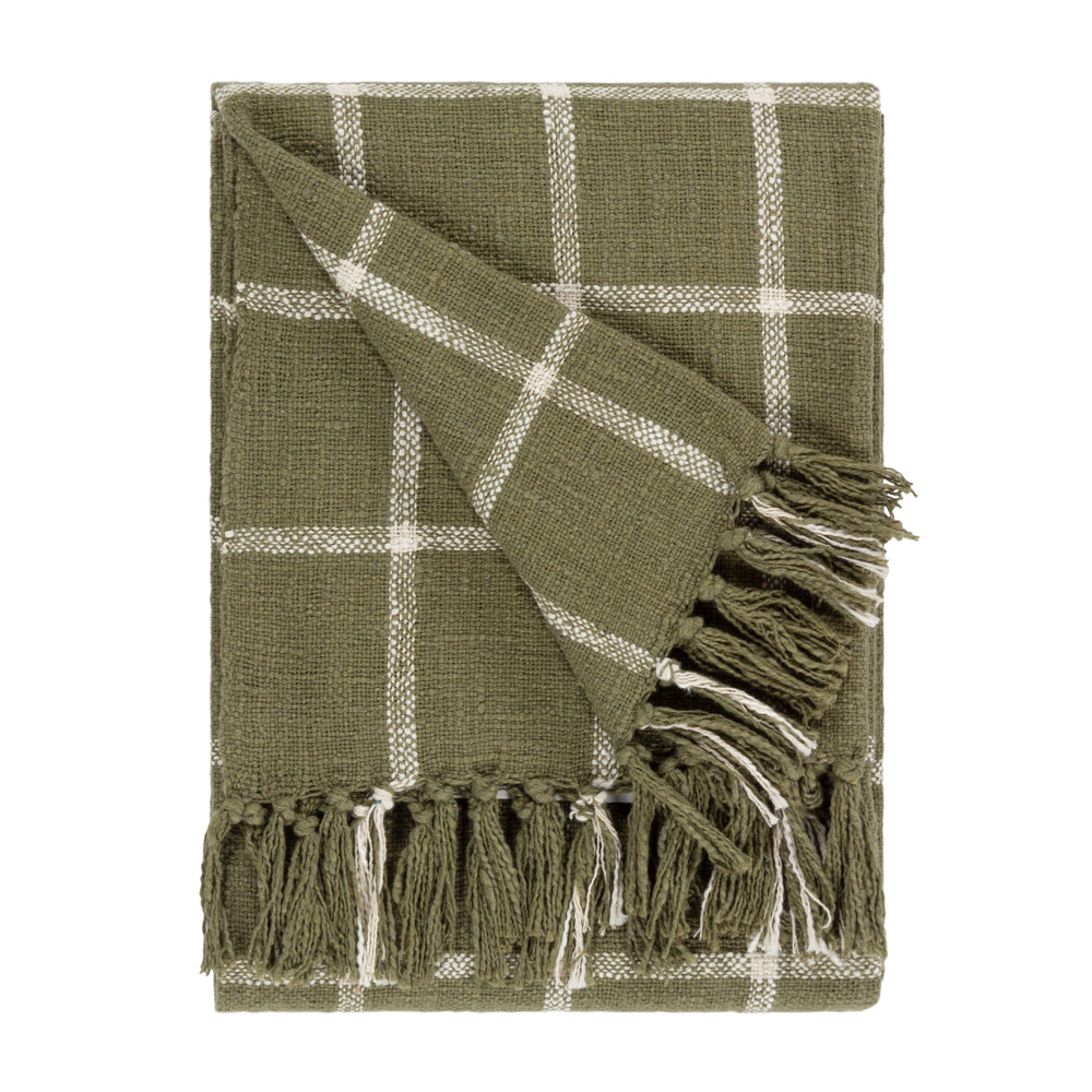 Check Green Throws - Beni Throw Moss/Natural Yard