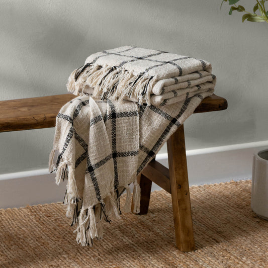 Check White Throws - Beni  Throw Natural/Black Yard