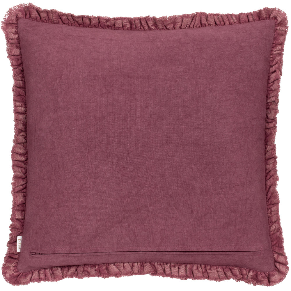 Bertie Washed Cotton Velvet Cushion Burnt Red