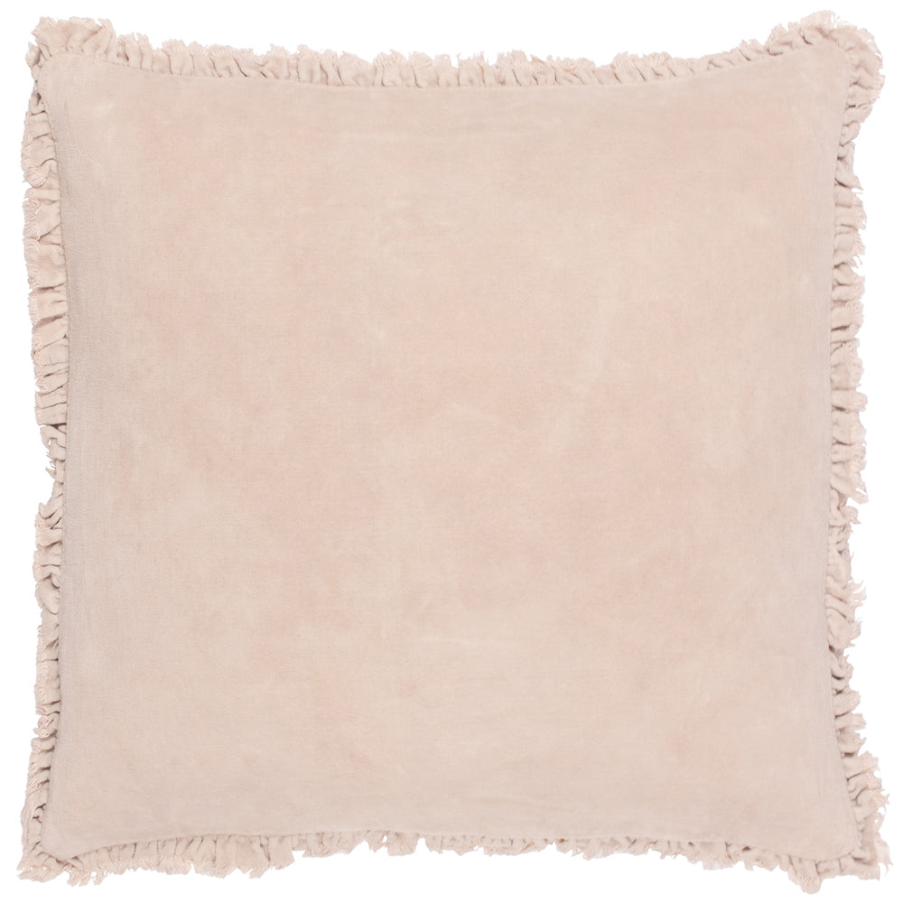 Plain Beige Cushions - Bertie Washed Cotton Velvet Polyester Filled Cushion Natural Yard