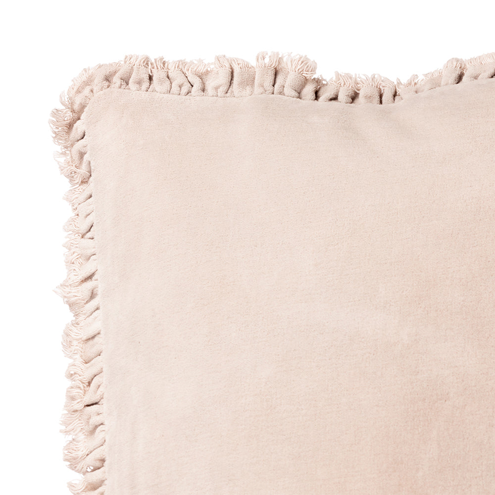 Plain Beige Cushions - Bertie Washed Cotton Velvet Polyester Filled Cushion Natural Yard