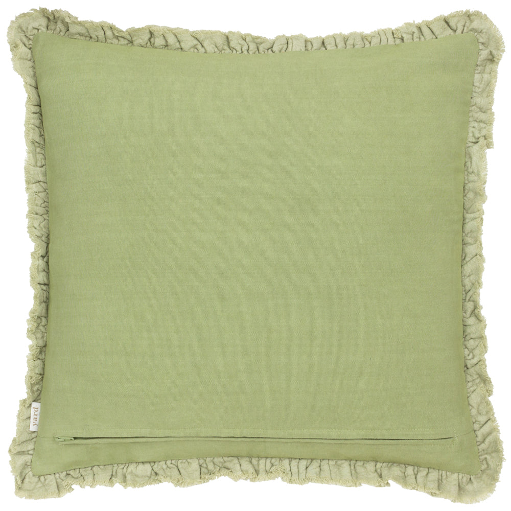 Bertie Washed Cotton Velvet Cushion Sage