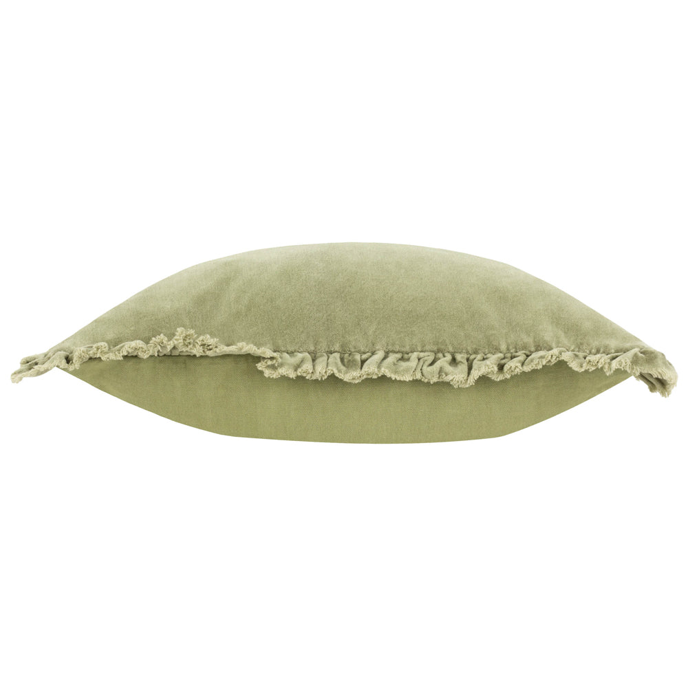 Bertie Washed Cotton Velvet Cushion Sage