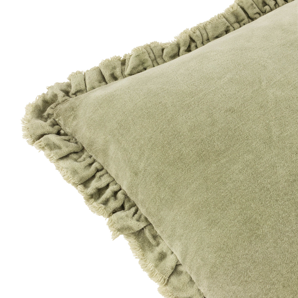 Bertie Washed Cotton Velvet Cushion Sage
