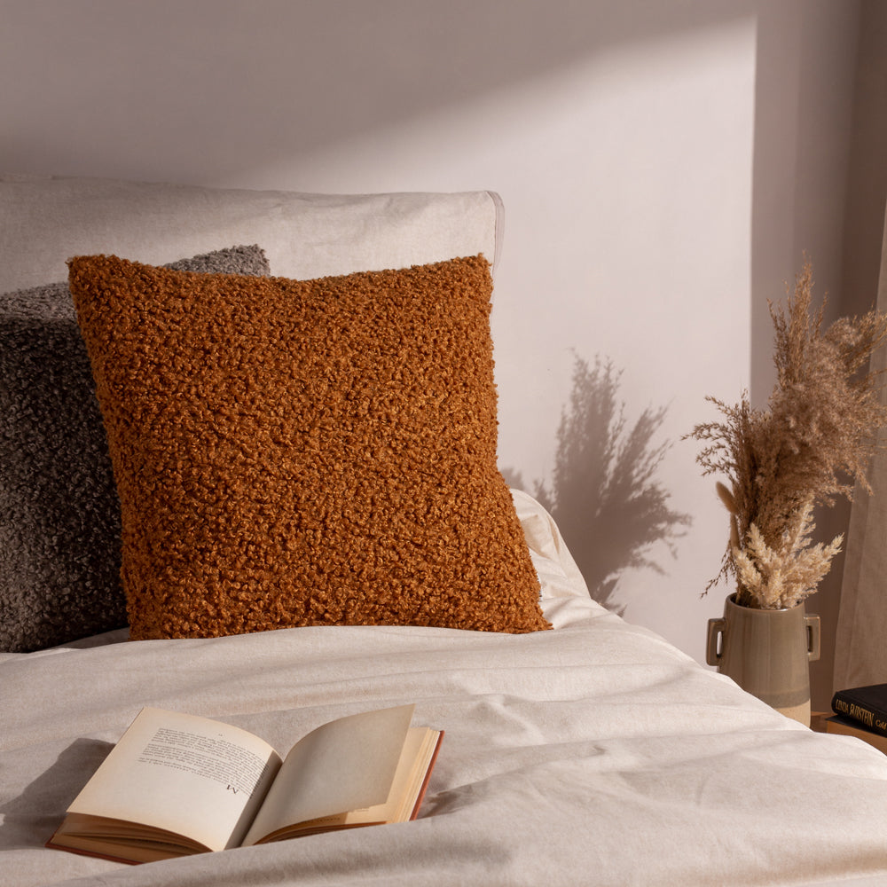 Plain Orange Cushions - Cabu Textured Boucle Cushion Cover Ginger Yard