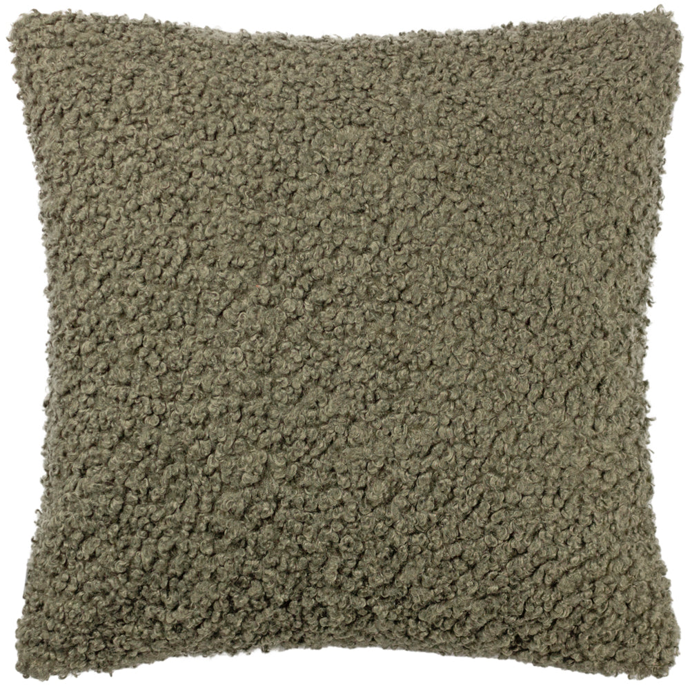 Plain Green Cushions - Cabu Textured Boucle Cushion Cover Khaki Yard