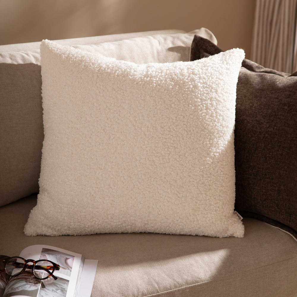 Plain Cream Cushions - Cabu Chunky Boucle Cushion Cover Ecru Yard