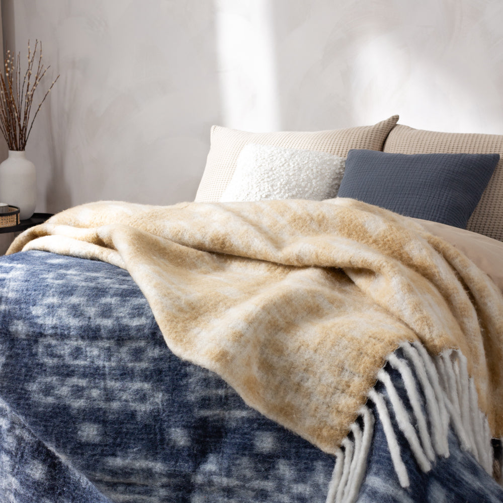 Geometric Beige Throws - Caernarforn Throw Toffee Yard
