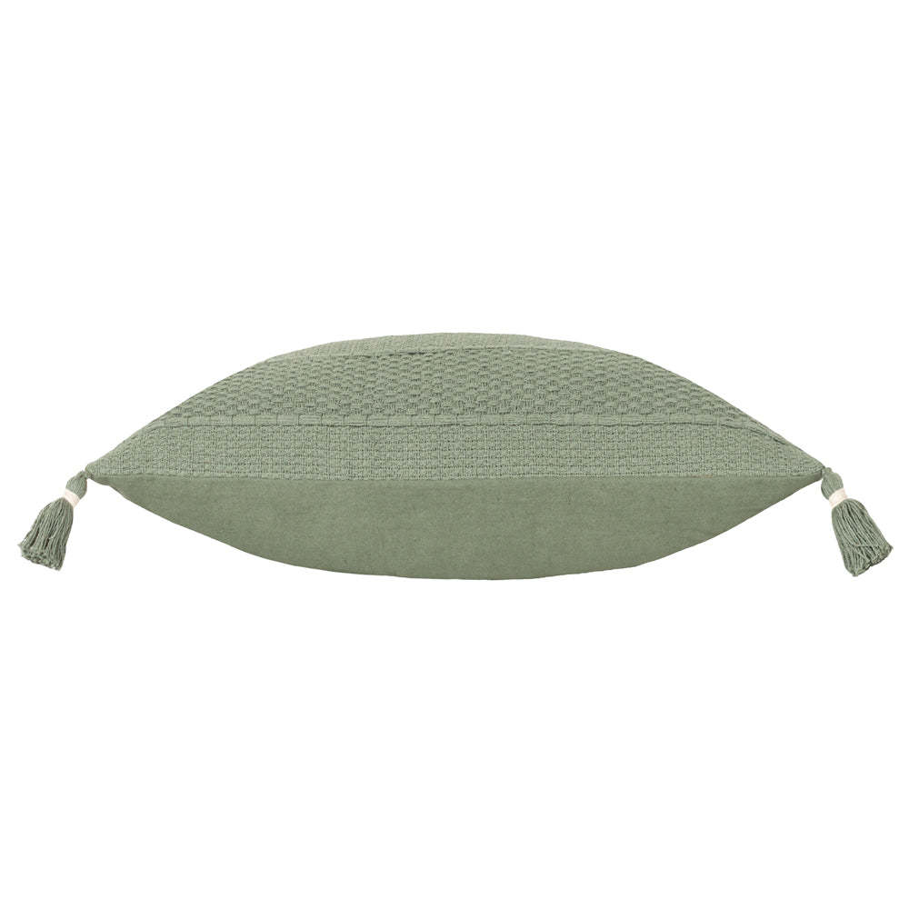 Striped Green Cushions - Caliche Textured Tasselled Cushion Cover Eucalyptus Yard