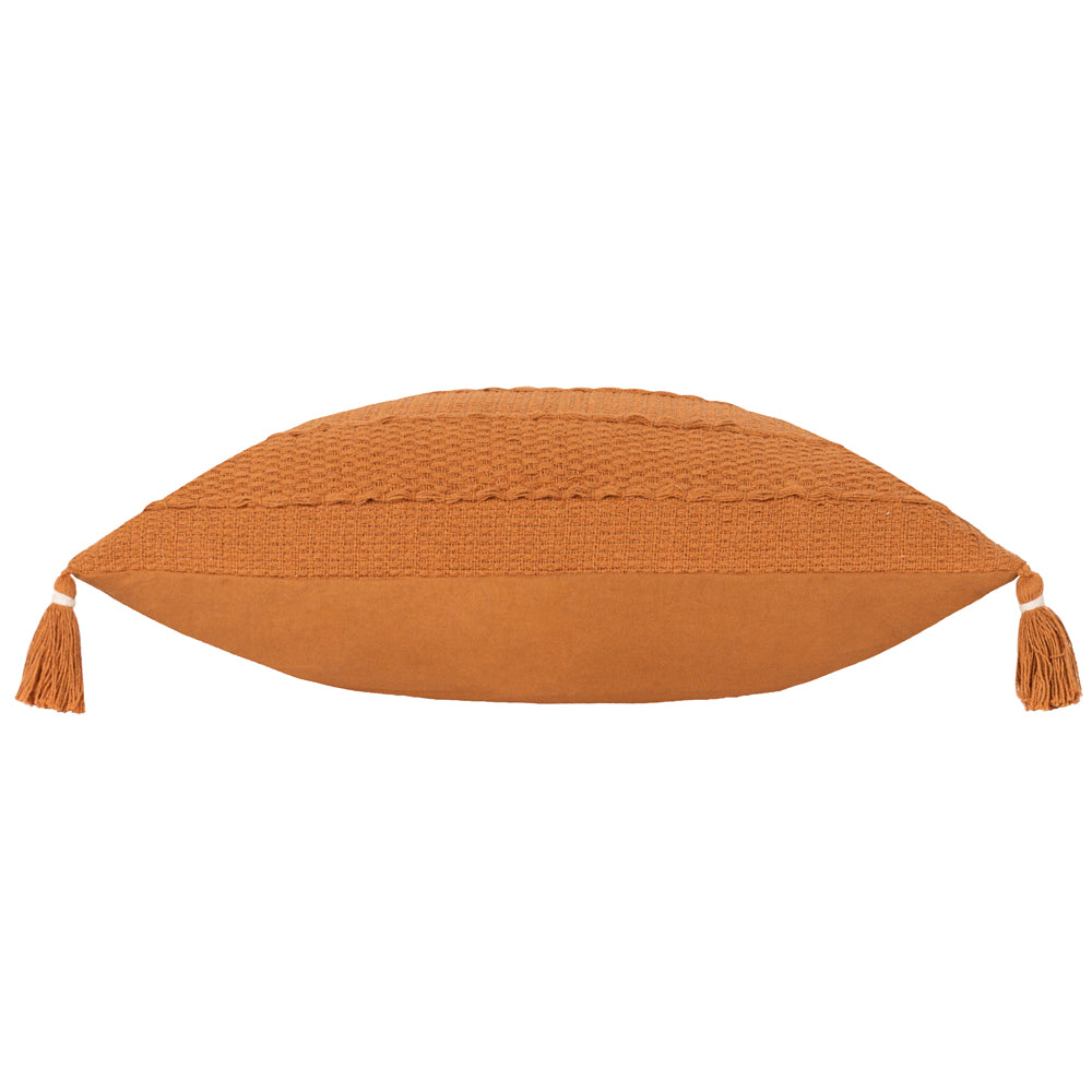 Striped Brown Cushions - Caliche Textured Tasselled Cushion Cover Ginger Yard