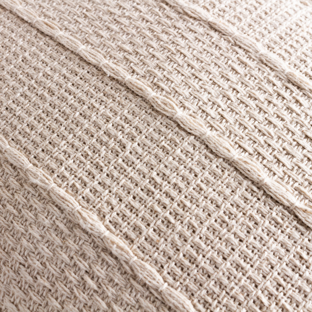 Striped Beige Cushions - Caliche Textured Tasselled Cushion Cover Natural Yard