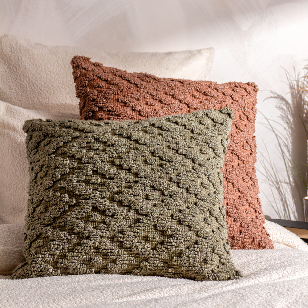 Geometric Green Cushions - Calvay Cushion Cover Lichen Yard