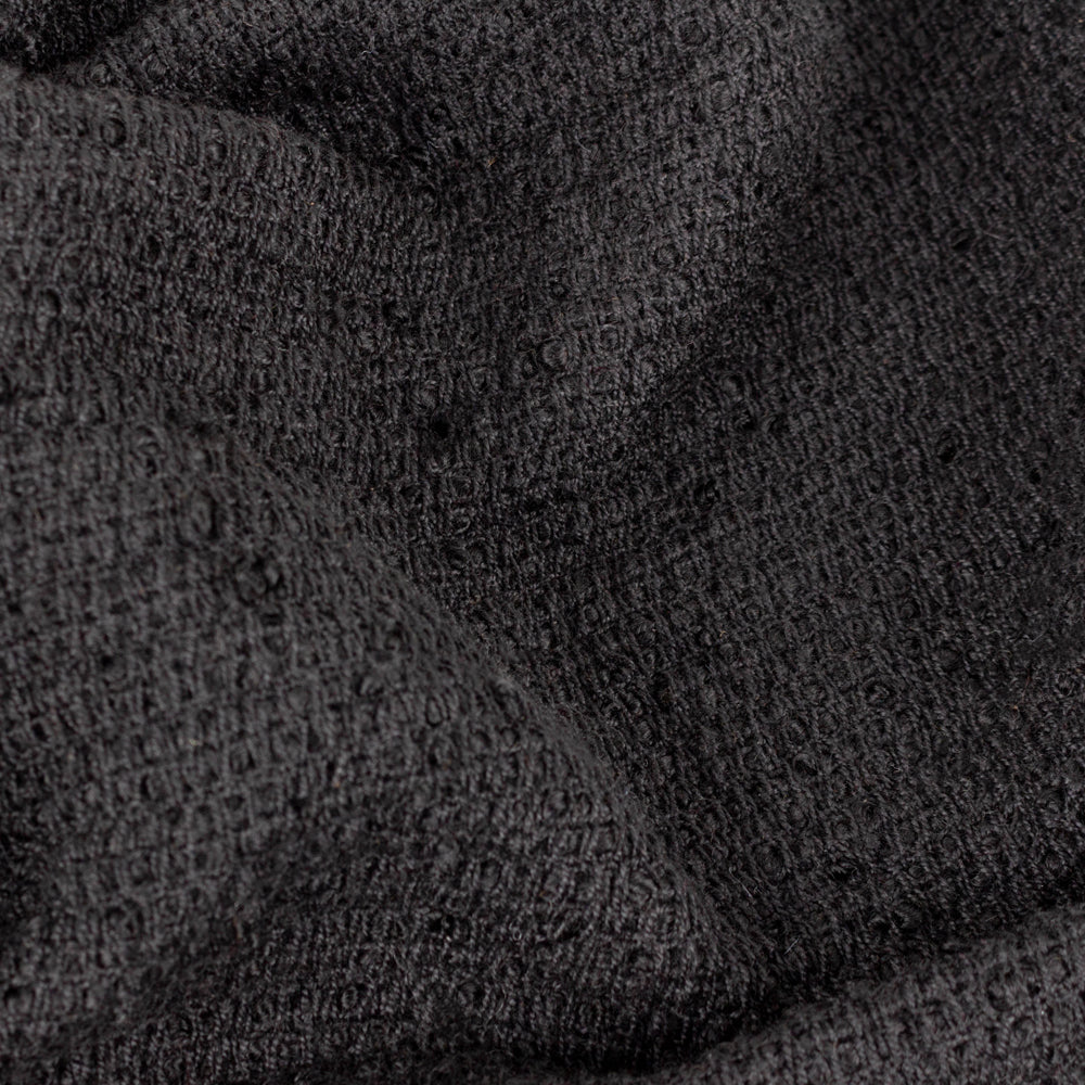 Plain Black Throws - Candar Textured Boucle Throw Black Yard