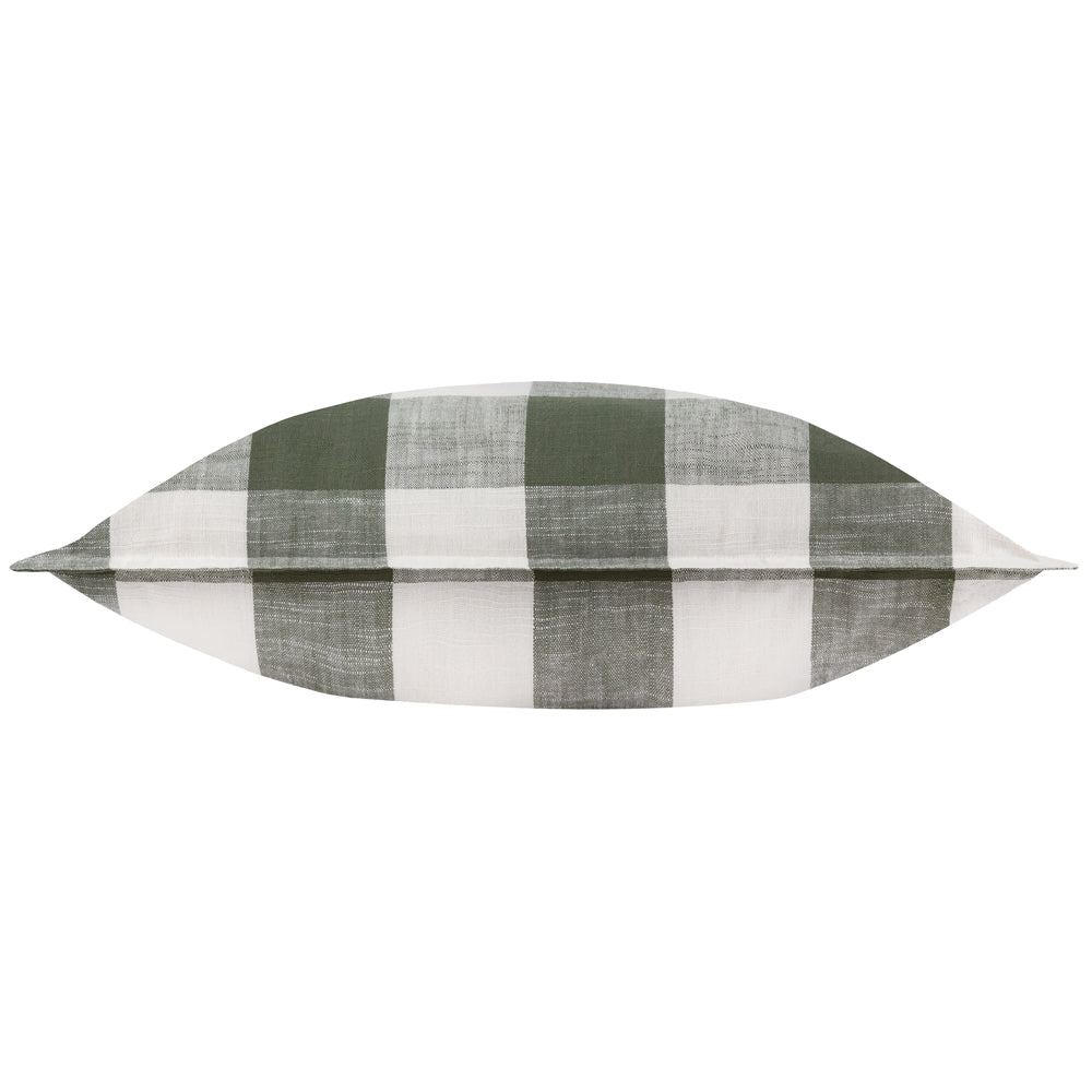 Check Green Cushions - Chesil Check 100% Cotton Outdoor Polyester Filled Cushion Moss Yard
