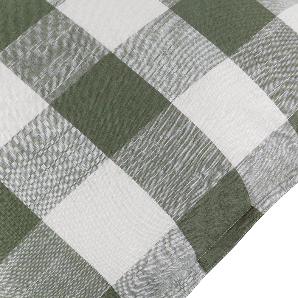Check Green Cushions - Chesil Check 100% Cotton Outdoor Polyester Filled Cushion Moss Yard