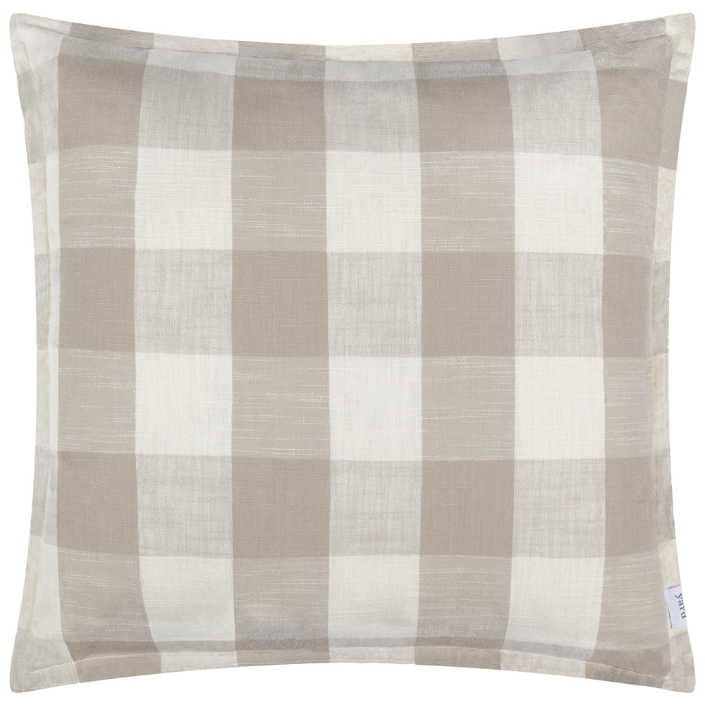 Check Beige Cushions - Chesil Check 100% Cotton Outdoor Polyester Filled Cushion Natural Yard