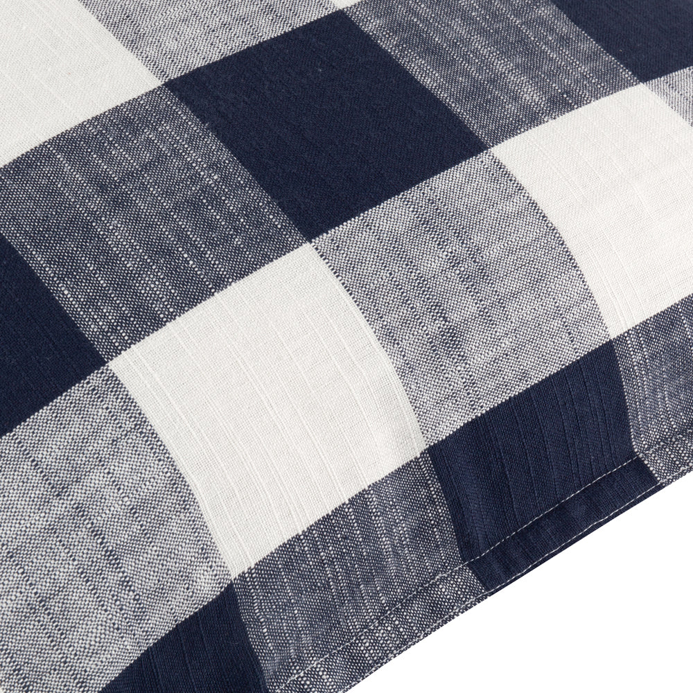 Check Blue Cushions - Chesil Check 100% Cotton Outdoor Polyester Filled Cushion Navy Yard