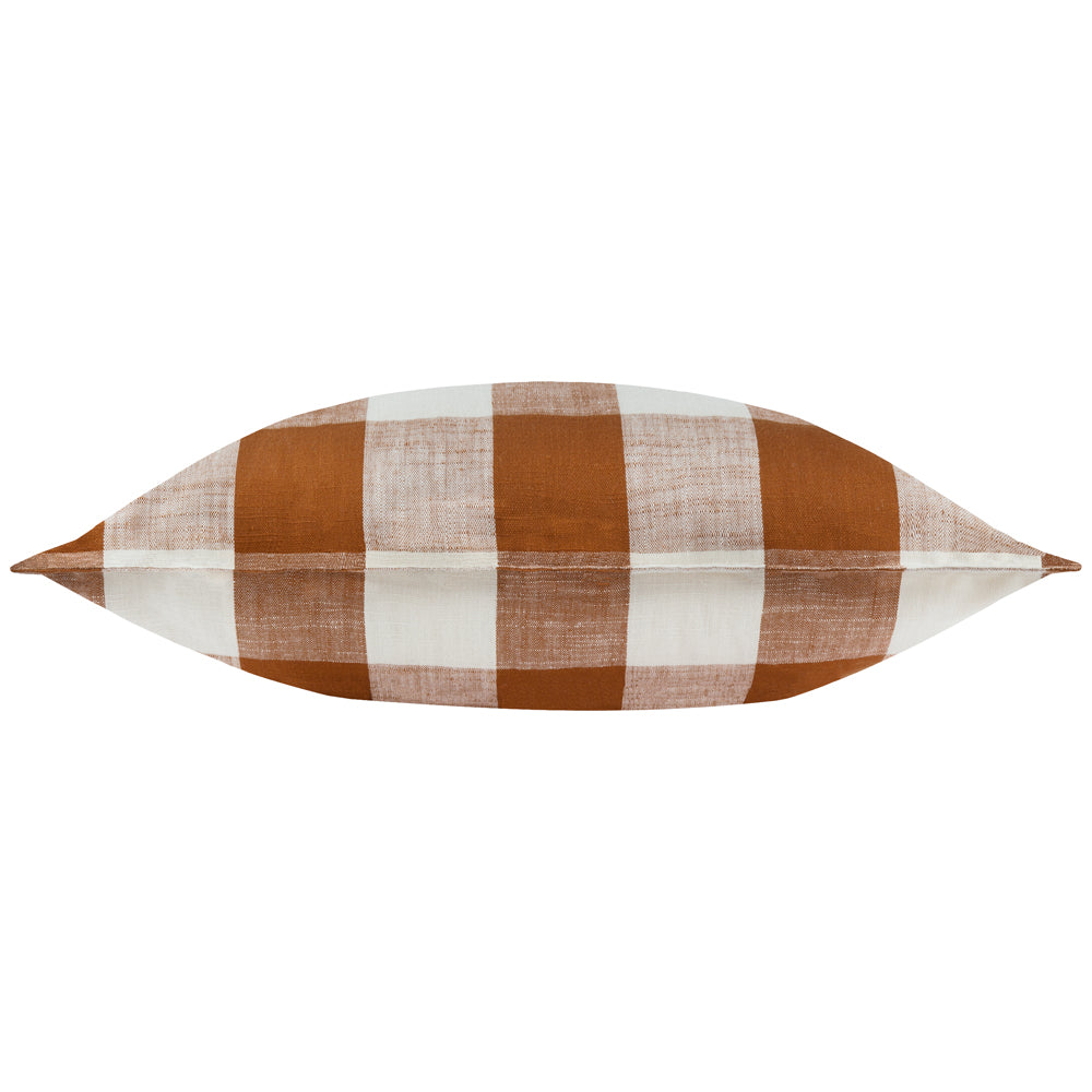 Check Brown Cushions - Chesil Check 100% Cotton Outdoor Polyester Filled Cushion Pecan Yard
