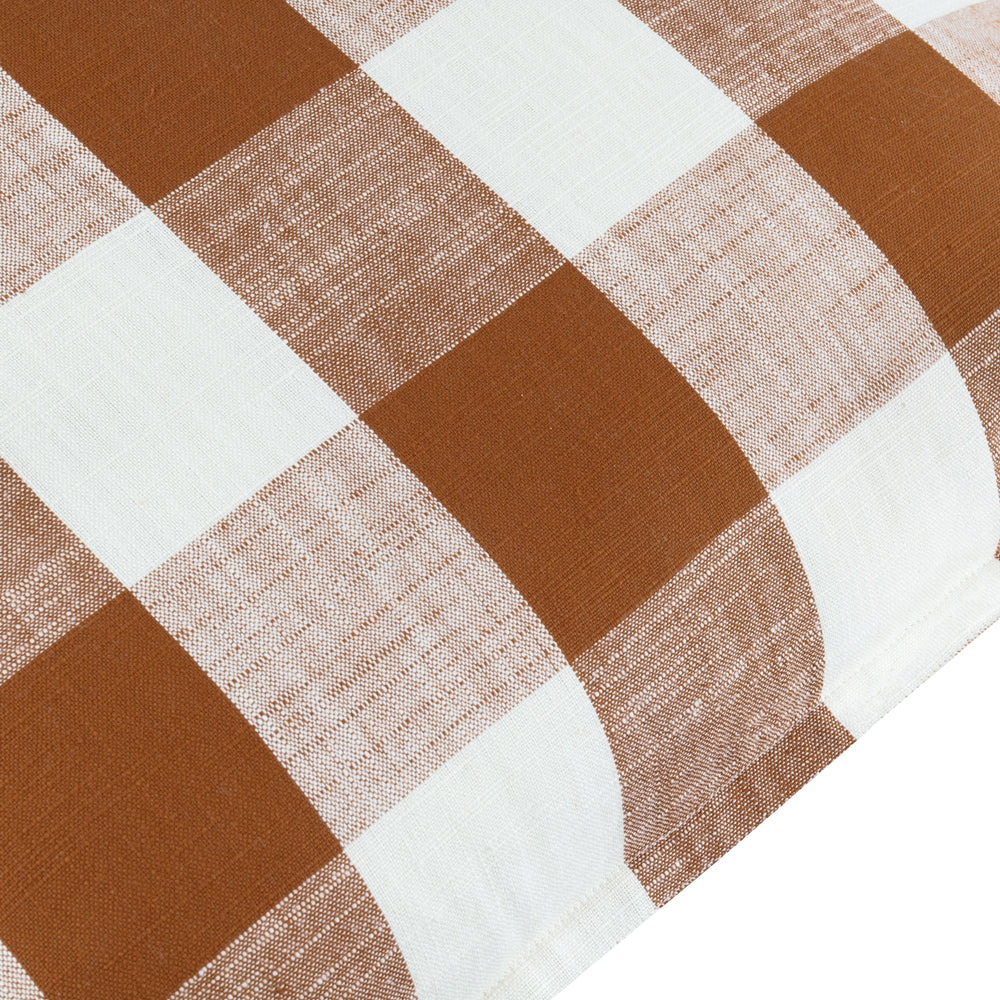 Check Brown Cushions - Chesil Check 100% Cotton Outdoor Polyester Filled Cushion Pecan Yard
