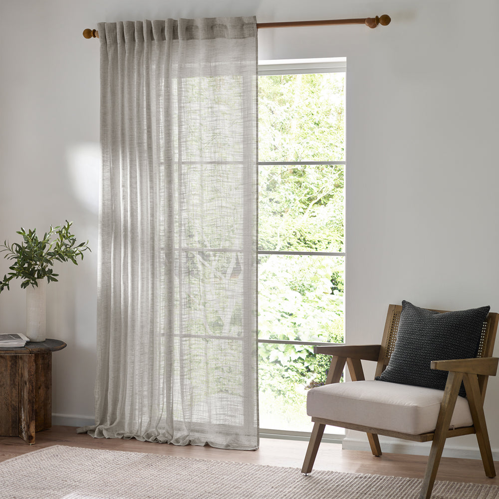Plain Grey Curtains - Cirrus Woven Sheer Curtain Panel Grey Yard