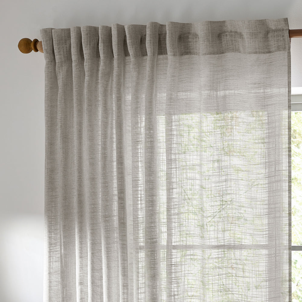 Plain Grey Curtains - Cirrus Woven Sheer Curtain Panel Grey Yard