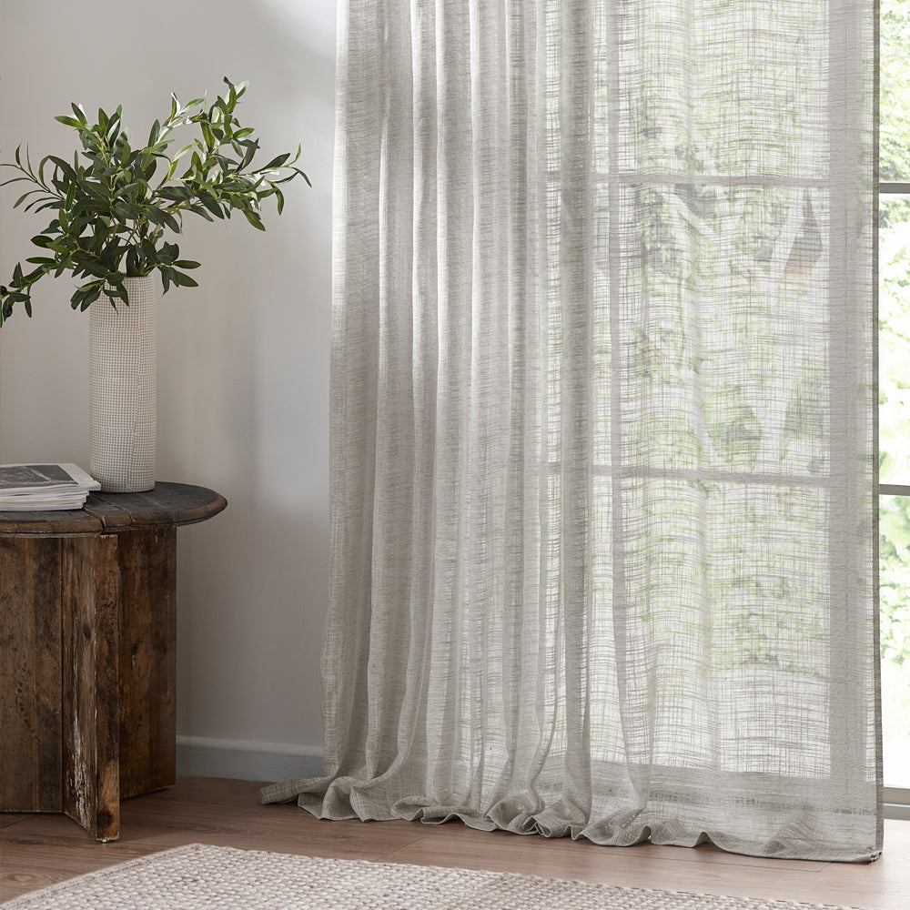Plain Grey Curtains - Cirrus Woven Sheer Curtain Panel Grey Yard