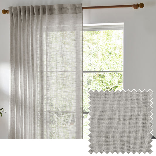 Plain Grey Curtains - Cirrus Woven Sheer Curtain Panel Grey Yard