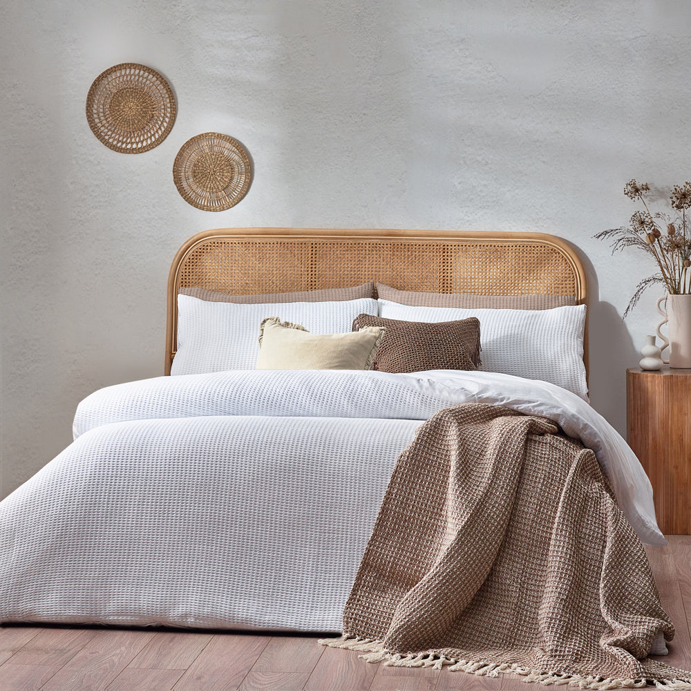 Plain White Bedding - Chunky Waffle Duvet Cover Set White Yard
