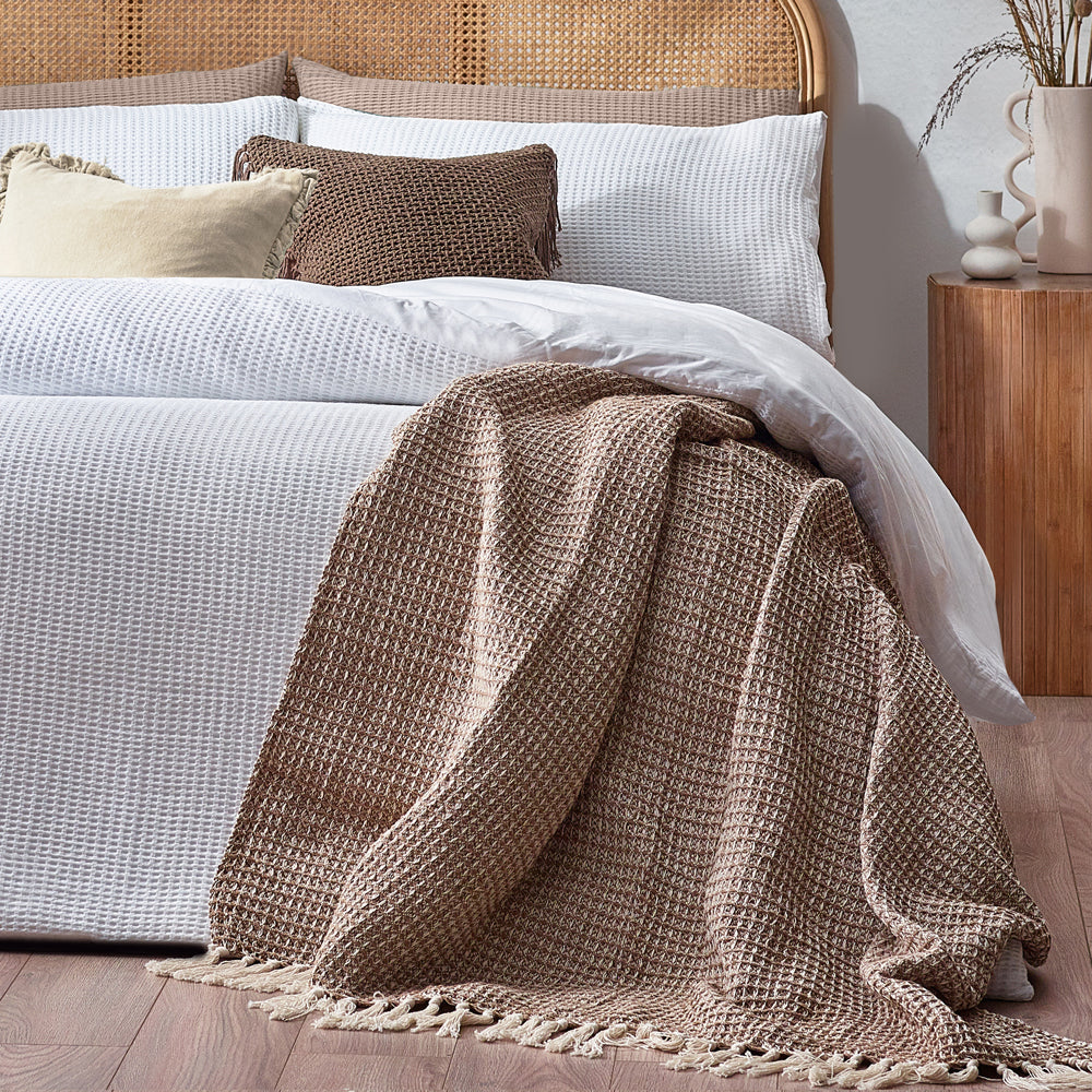 Plain White Bedding - Chunky Waffle Duvet Cover Set White Yard