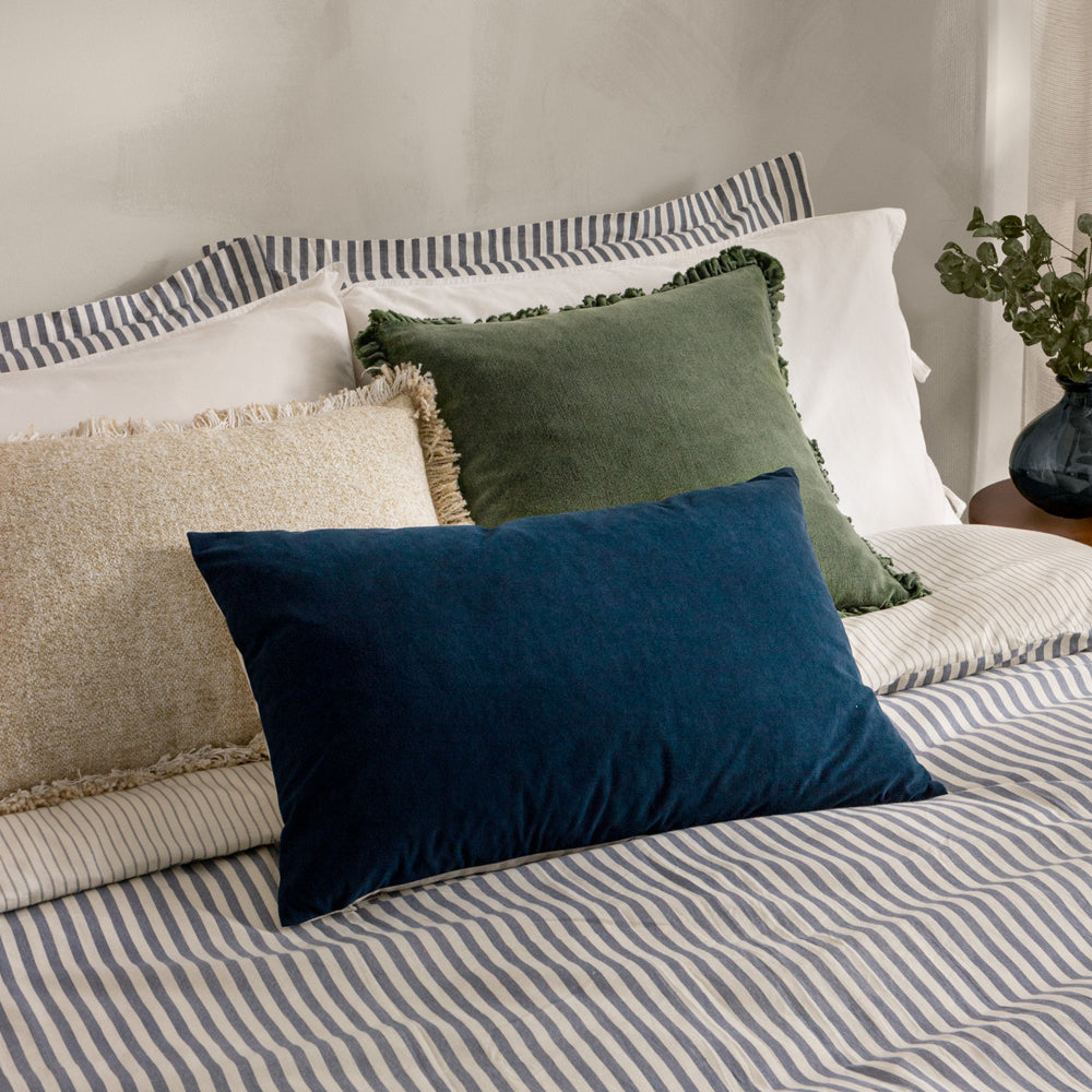 Plain Blue Cushions - Darland Velvet Polyester Filled Cushion Indigo Yard