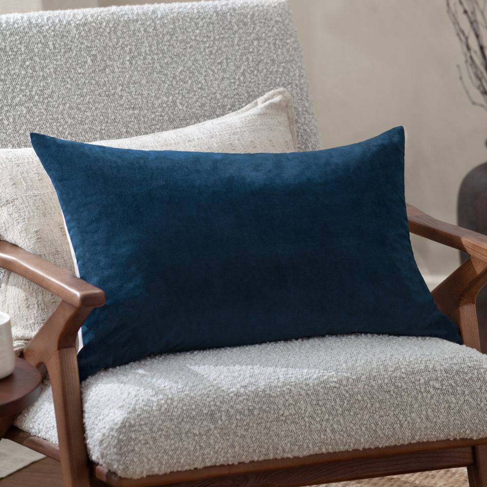 Plain Blue Cushions - Darland Velvet Polyester Filled Cushion Indigo Yard