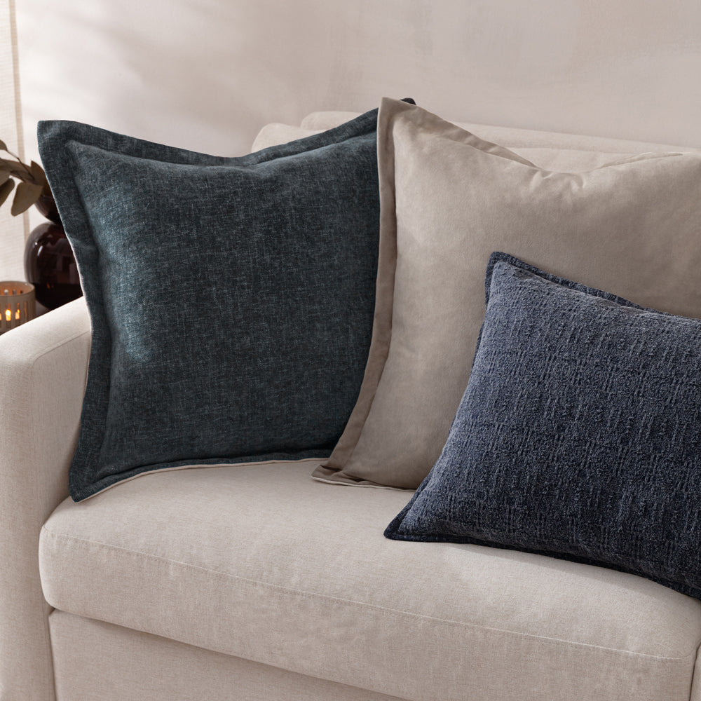 Plain Blue Cushions - Dune Chenille Polyester Filled Cushion Slate Yard