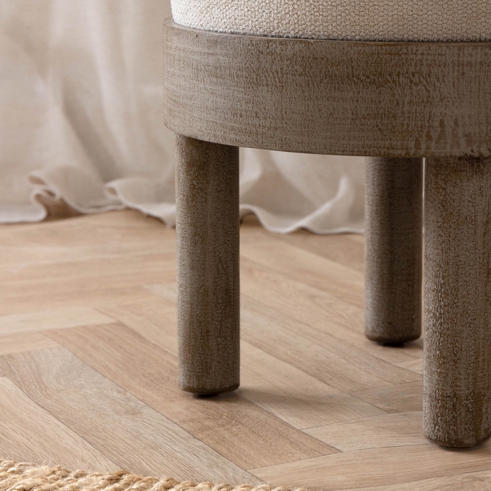 Plain Beige Furniture - Ebbett Wooden Footstool Ecru Yard