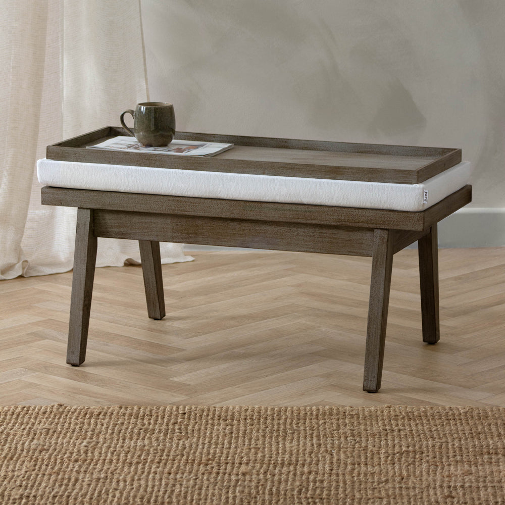 Plain Cream Furniture - Elden Wooden Bench Ecru Yard