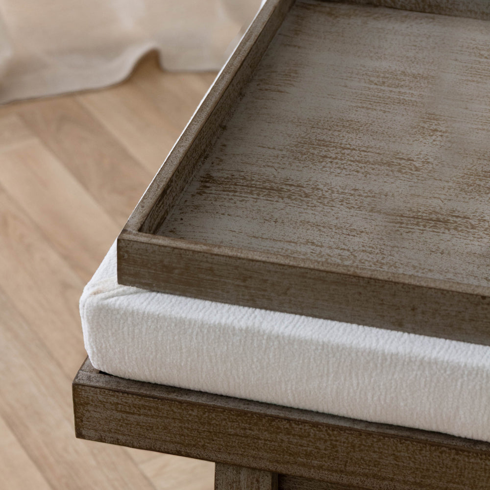 Plain Cream Furniture - Elden Wooden Bench Ecru Yard