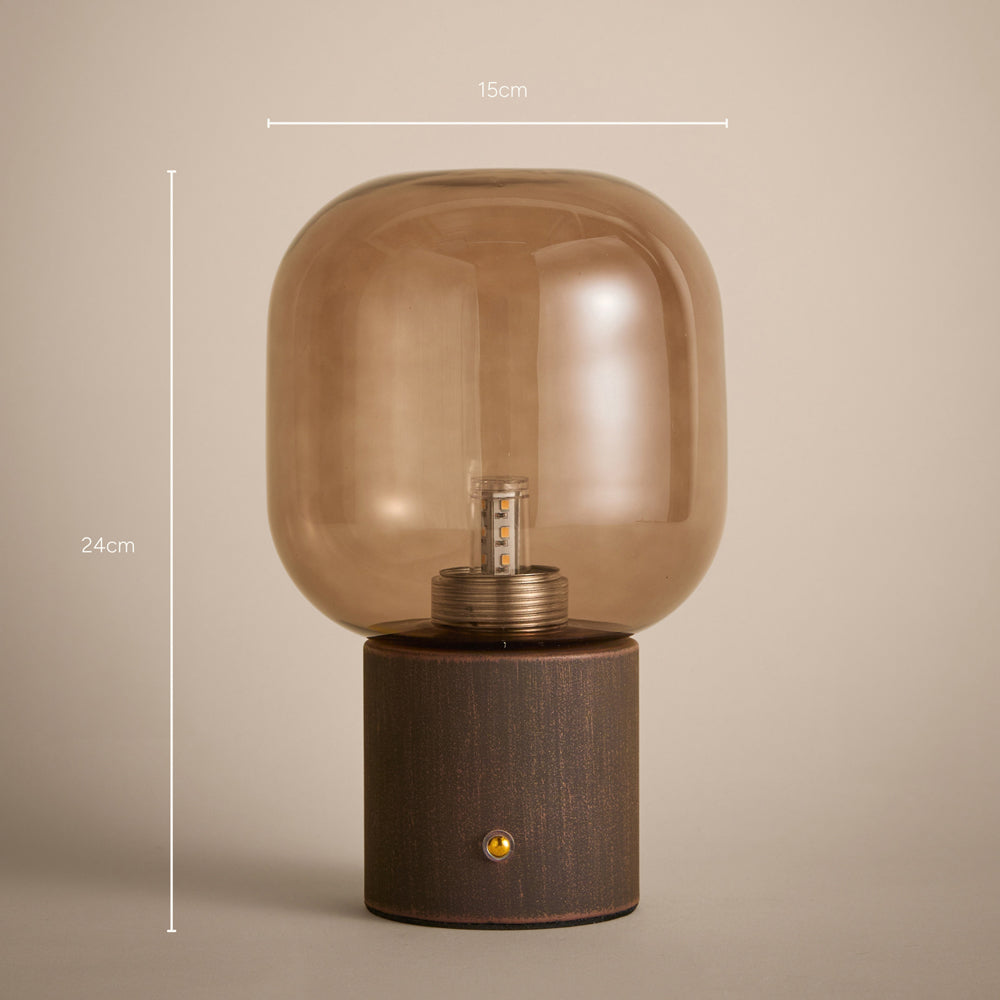 Plain Brown Lighting - Elgin Rechargeable Table Lamp Smoked Glass/Espresso Brown Yard