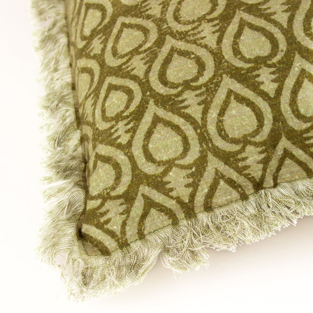Geometric Green Cushions - Georgi Cushion Cover Olive Yard