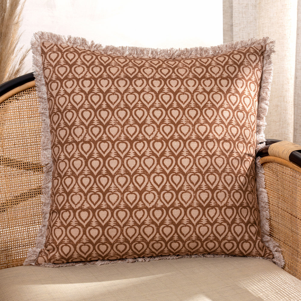 Geometric Brown Cushions - Georgi Cushion Cover Pecan Yard