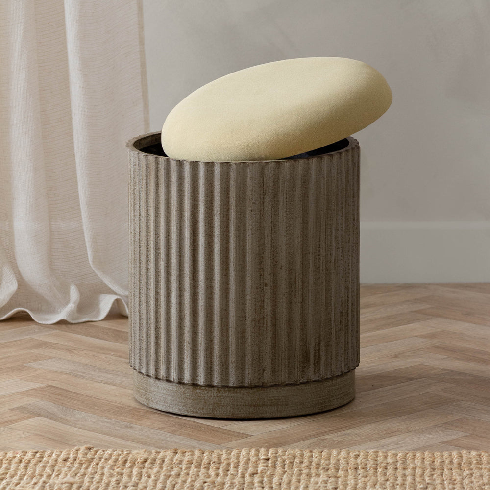 Plain Green Furniture - Hadden Storage Footstool Eucalyptus Yard