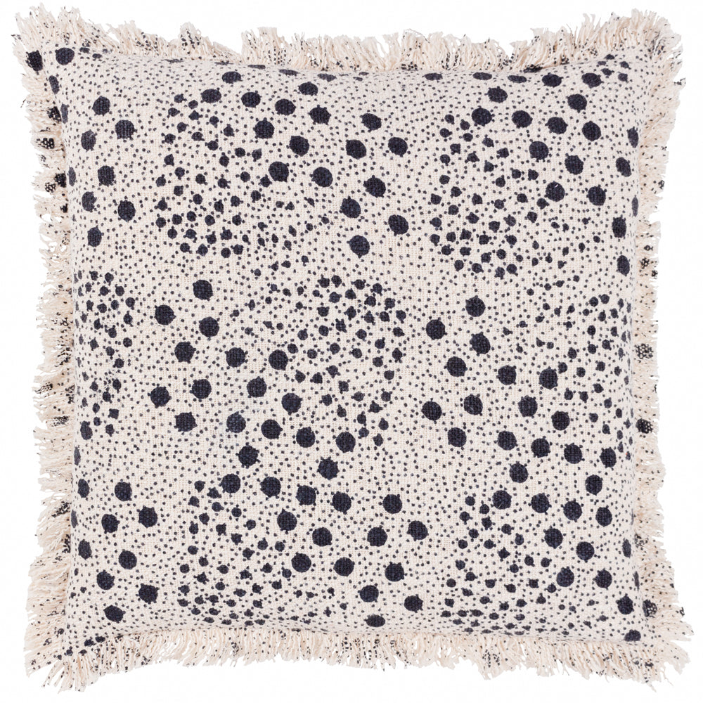 Spotted Blue Cushions - Hara Woven Fringed Cotton Cushion Cover Ink Yard