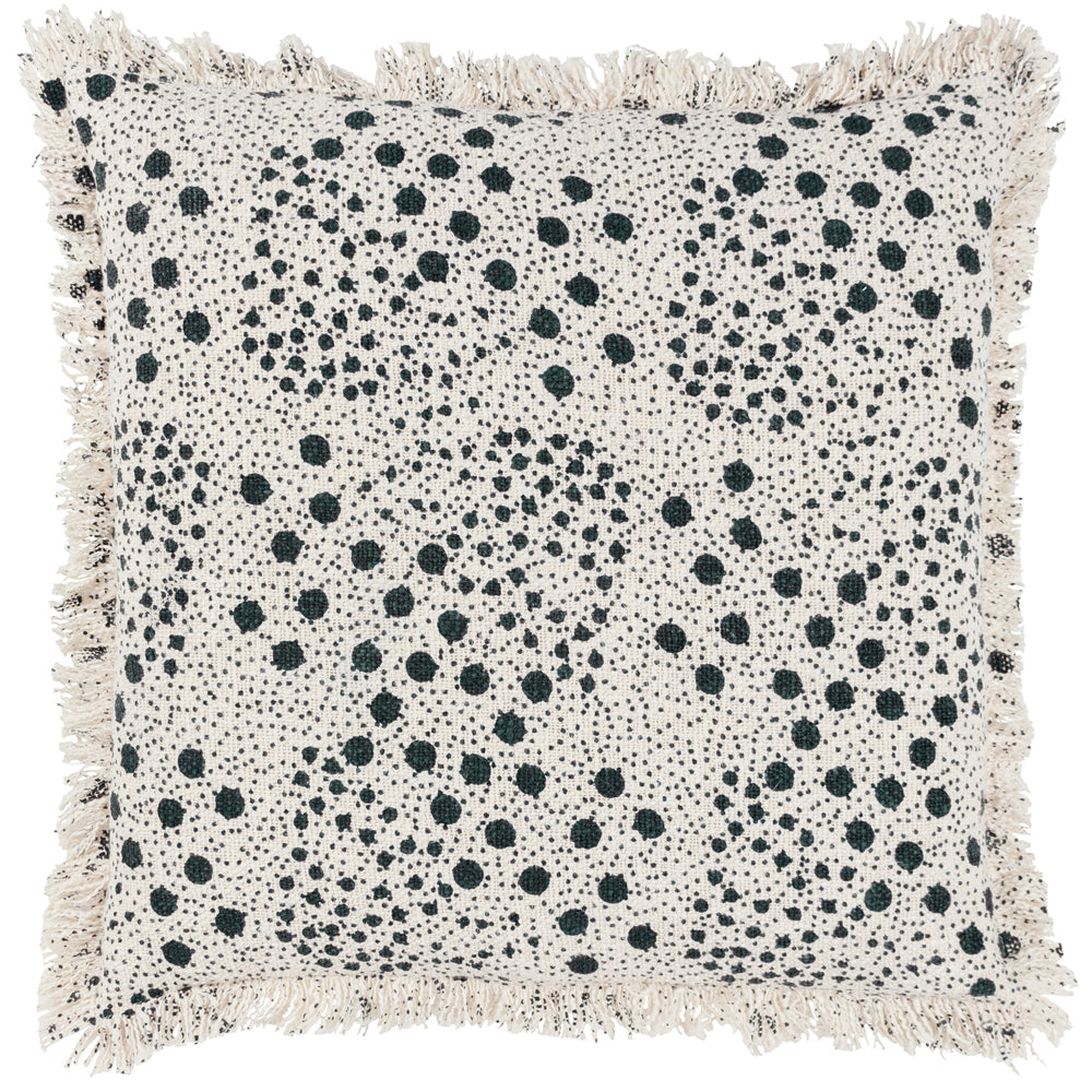 Spotted Black Cushions - Hara Woven Fringed Cotton Cushion Cover Lichen Yard