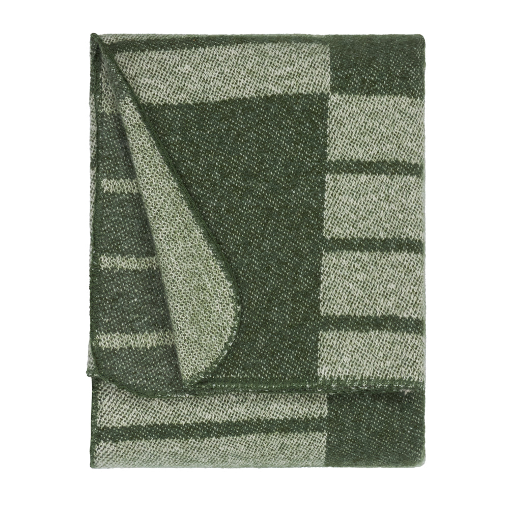 Geometric Green Throws - Harlech Woven Reversible Throw Moss Yard