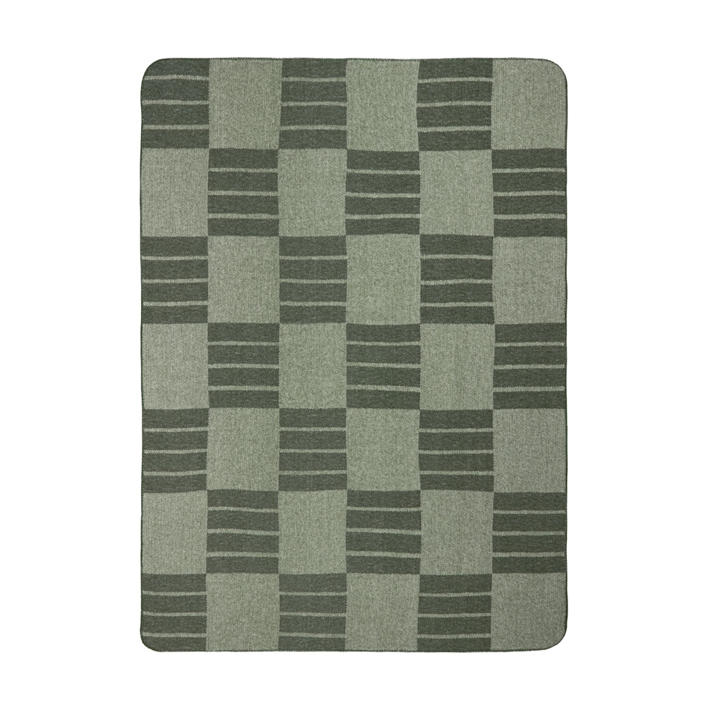 Geometric Green Throws - Harlech Woven Reversible Throw Moss Yard