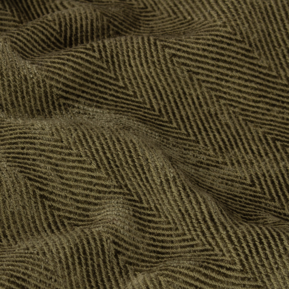 Herringbone Green Throws - Harri Throw Lichen Yard